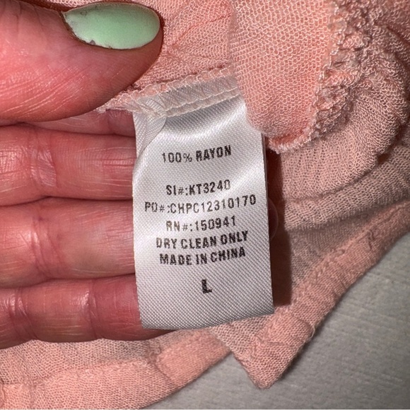 Pink Ruffled 3/4 Sleeve Blouse Women Large - Picture 10 of 10